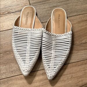 Ulla Johnson Cream Woven Mules